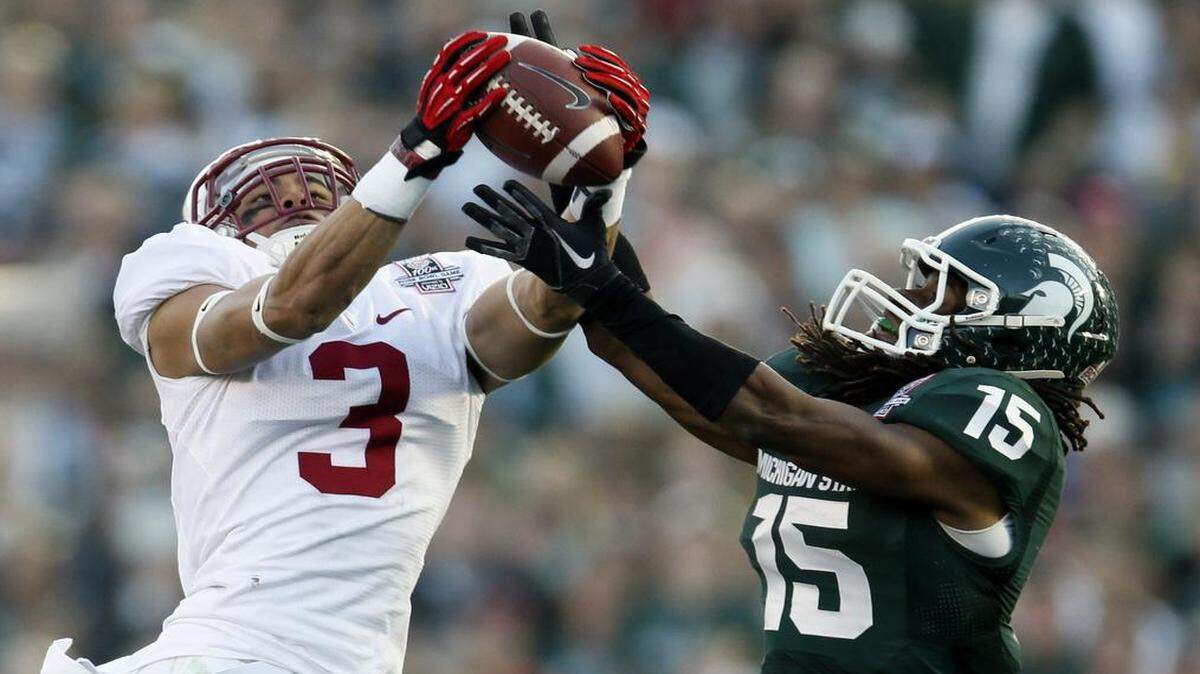 
Michigan State cornerback Trae Waynes (right) has the speed and the coverage skill to be the first defensive back off the board in the NFL draft. 
