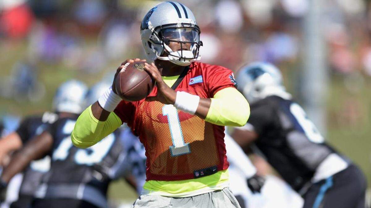
Carolina Panthers quarterback Cam Newton (1) throws downfield during Wednesday’s morning practice at Wofford College in Spartanburg. Newton is expected to play the first quarter on Friday against Buffalo in the exhibition opener. 
