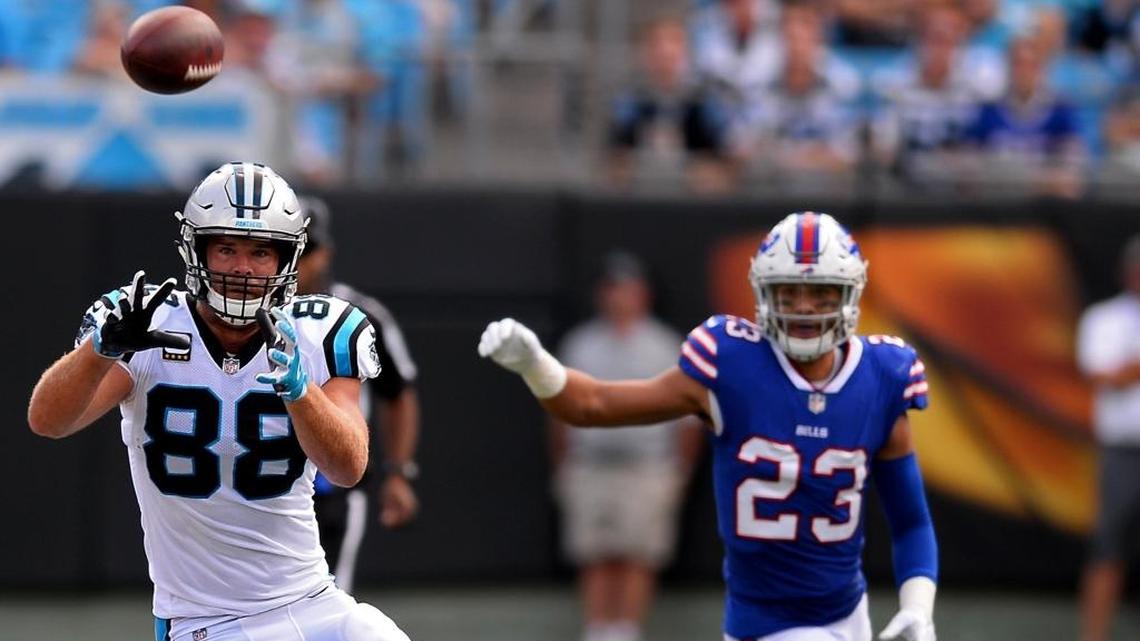 Carolina Panthers tight end Greg Olsen, pictured last month against Buffalo, is eligible to return to practice next week after a broken foot in Week 2 landed him on injured reserve for six weeks. He can play as early as Nov. 26 against the Jets.