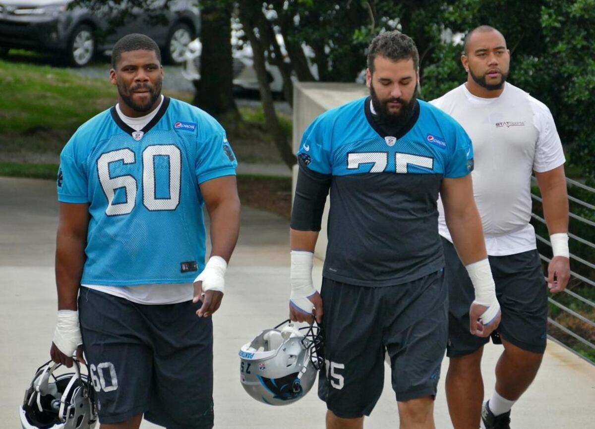 Tackles Daryl Williams (60) and Matt Kalil (75) could bookend the Carolina Panthers offensive line this fall.