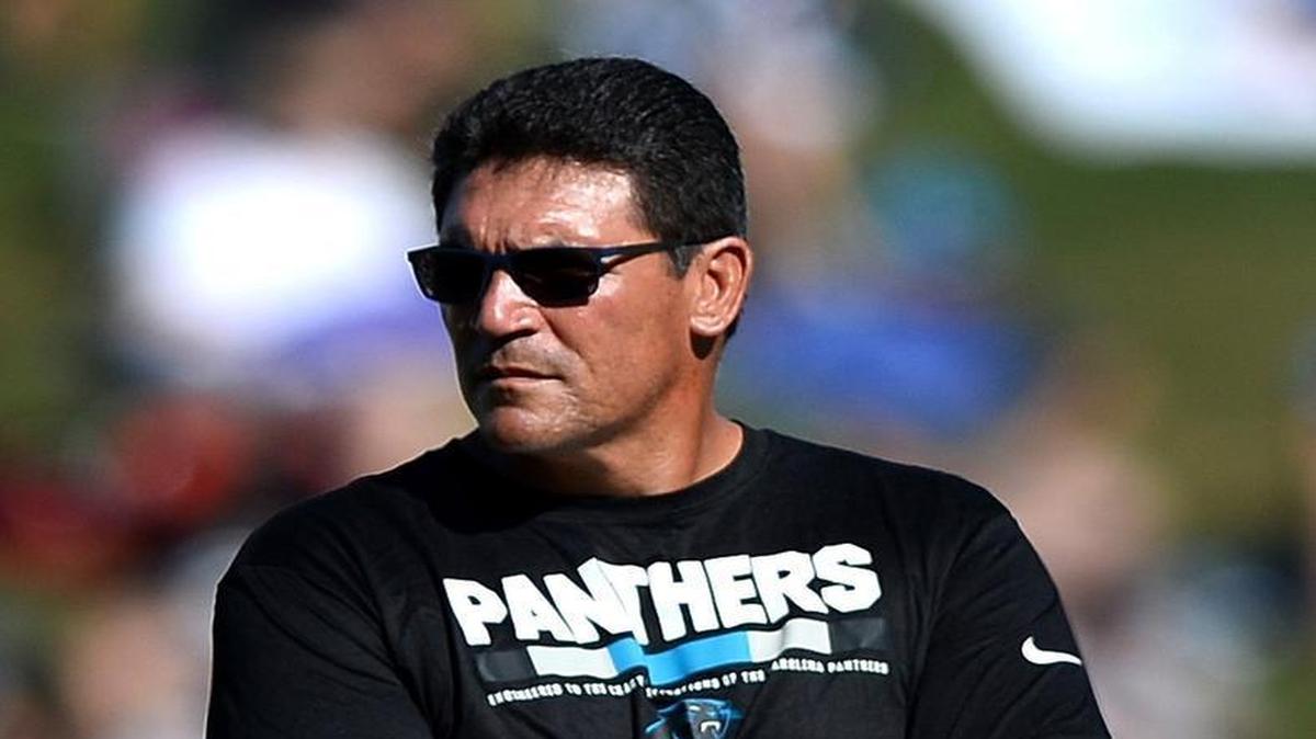 Carolina Panthers head coach Ron Rivera during practice on Sunday, July 30, 2017 at Wofford College in Spartanburg, SC.