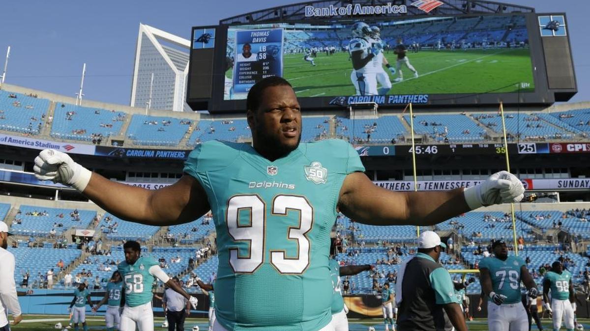 Miami Dolphins defensive tackle Ndamukong Suh (93) will be a challenge for the Panthers in a Monday night game in Charlotte in November.
