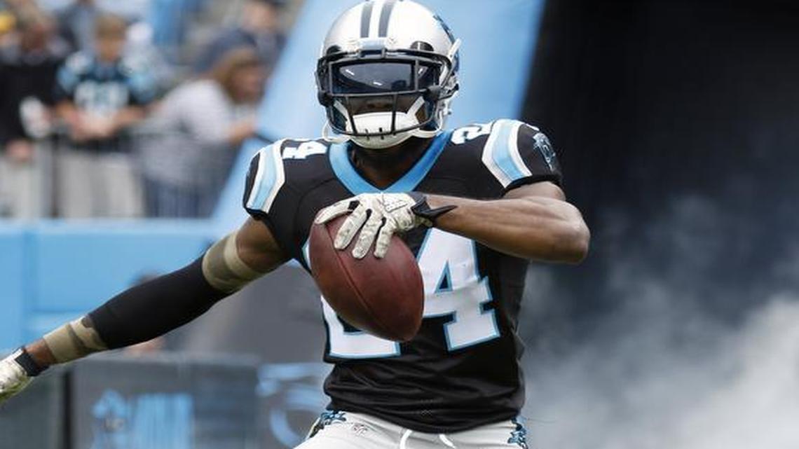 Carolina Panthers cornerback Josh Norman (24) was fined $5,000 by the NFL for red, white and blue cleats he wore in Sunday’s victory over Green Bay.