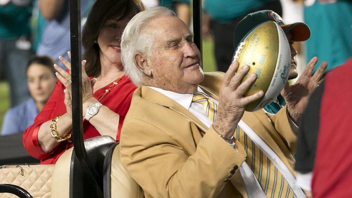 Former Miami Dolphins head coach Don Shula, right, made his customary phone call to son and Panthers offensive coordinator Mike Shula on Monday.