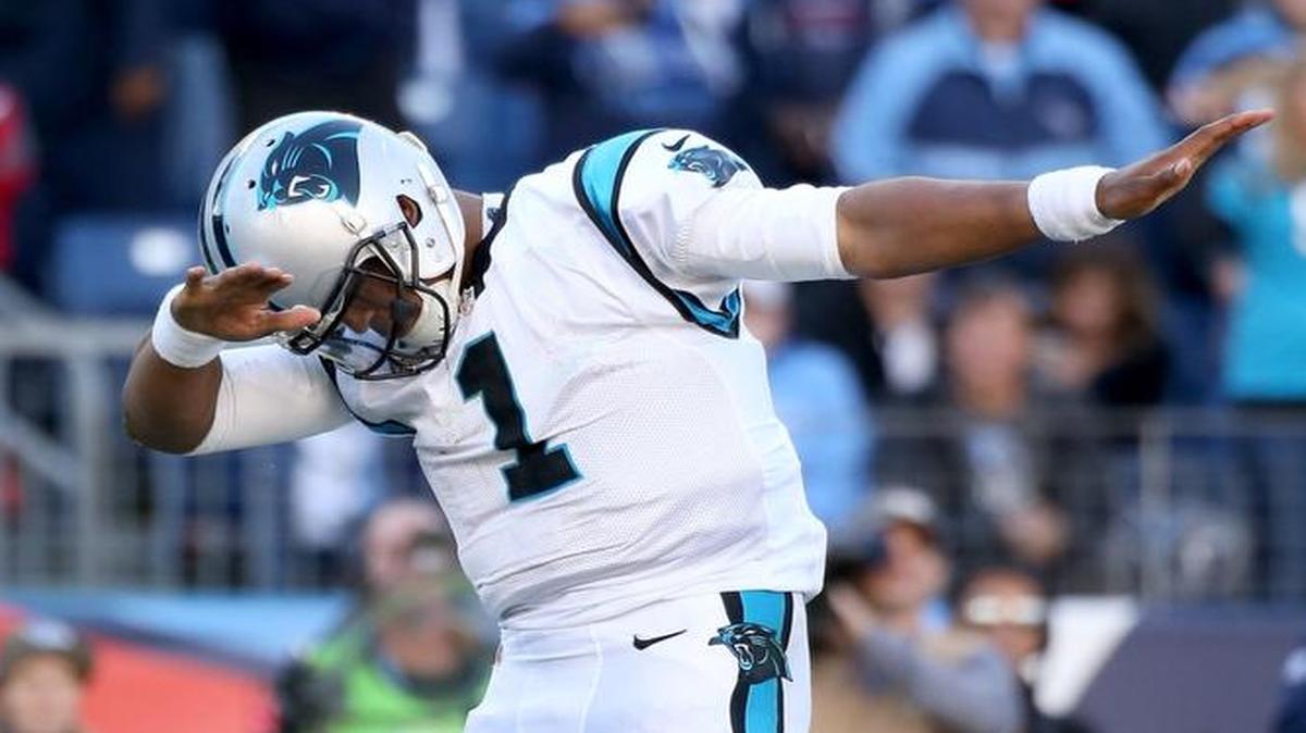 Cam Newton #1 of the Carolina Panthers celebrates after scoring a touchdown during the second half against the Tennessee Titans at LP Field on November 15, 2015 in Nashville, Tennessee.