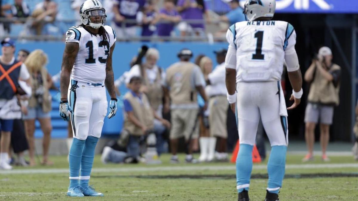 Despite playing 61 of the Carolina Panthers’ 77 offensive snaps on Sunday, the most of any receiver, Kelvin Benjamin (13) was almost invisible, drawing one Cam Newton target.