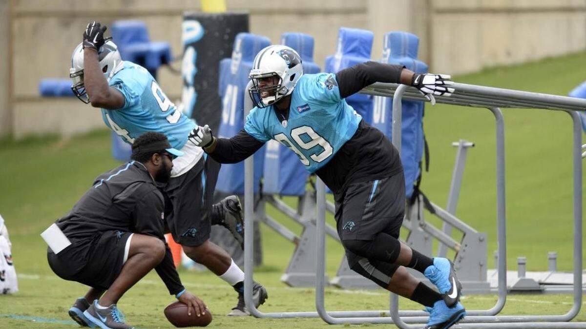 
Carolina Panthers defensive Kawann Short (99) has a rare combination of size and power to go with his athleticism.
