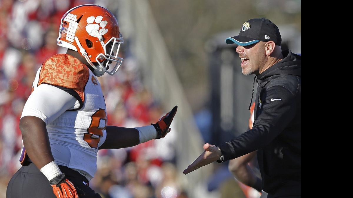 
Clemson defensive tackle Grady Jarrett, left, was considered a possible selection for Day 1 of the draft, but now he’s available as we start Day 3.
