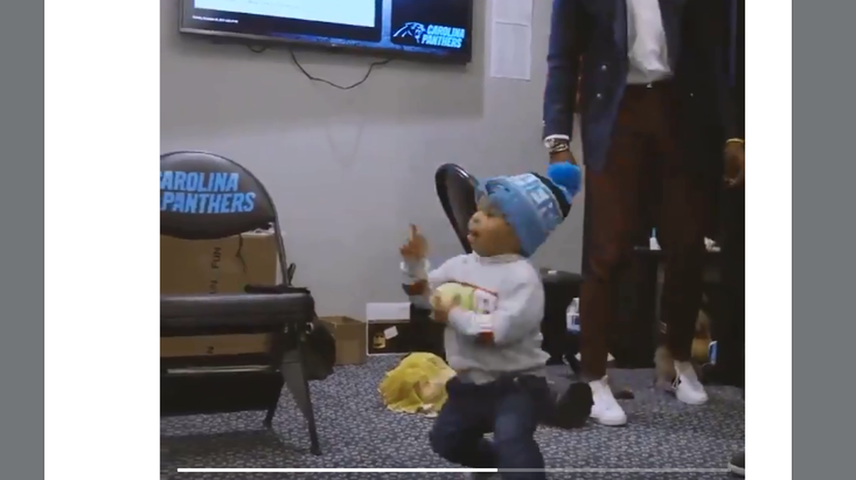 Chosen Newton doing his dance after the Panthers game Sunday.