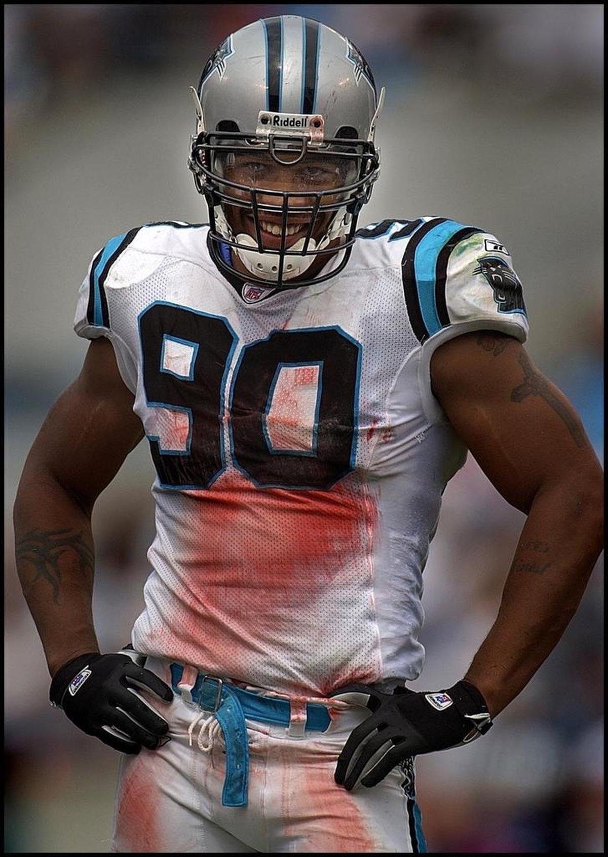In Carolina Panthers defensive end Julius Peppers’ second game, he got three sacks against the Detroit Lions, the first three of the 150 he has in his NFL career. He had plenty to smile about that afternoon, Sept. 15, 2002.