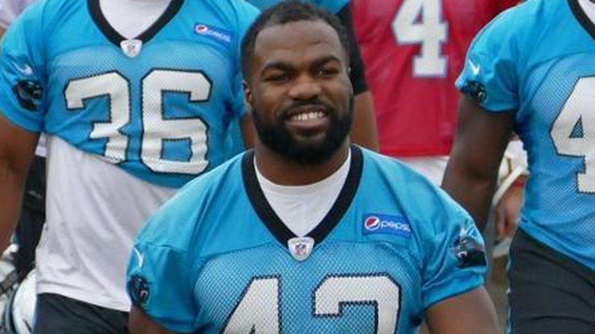 Carolina Panthers running back Fozzy Whitaker (43) tore his right anterior cruciate ligament (ACL) in a non-contact drill during organized team activities this week.