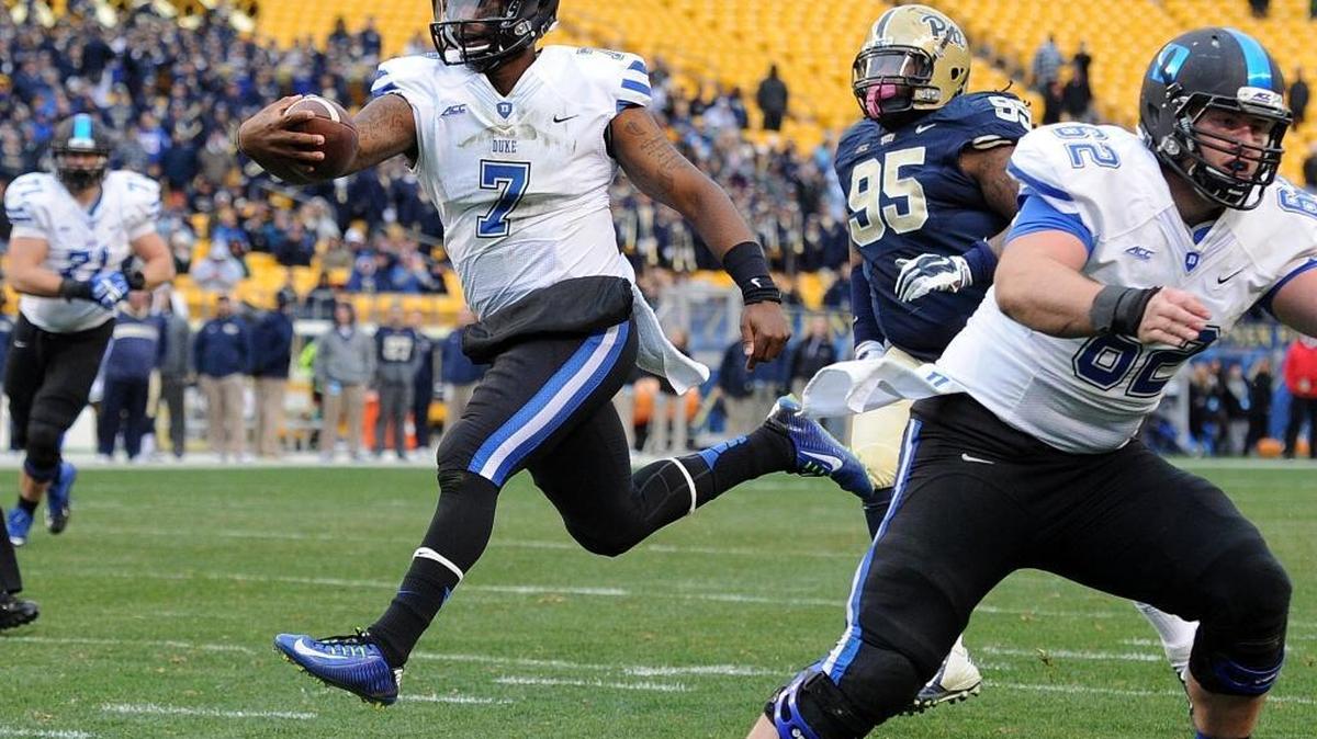 Former Duke quarterback Anthony Boone (7) remains hospitalized and has had two surgeries since a car crash in Weddington. He is the winningest quarterback in Blue Devils football history.