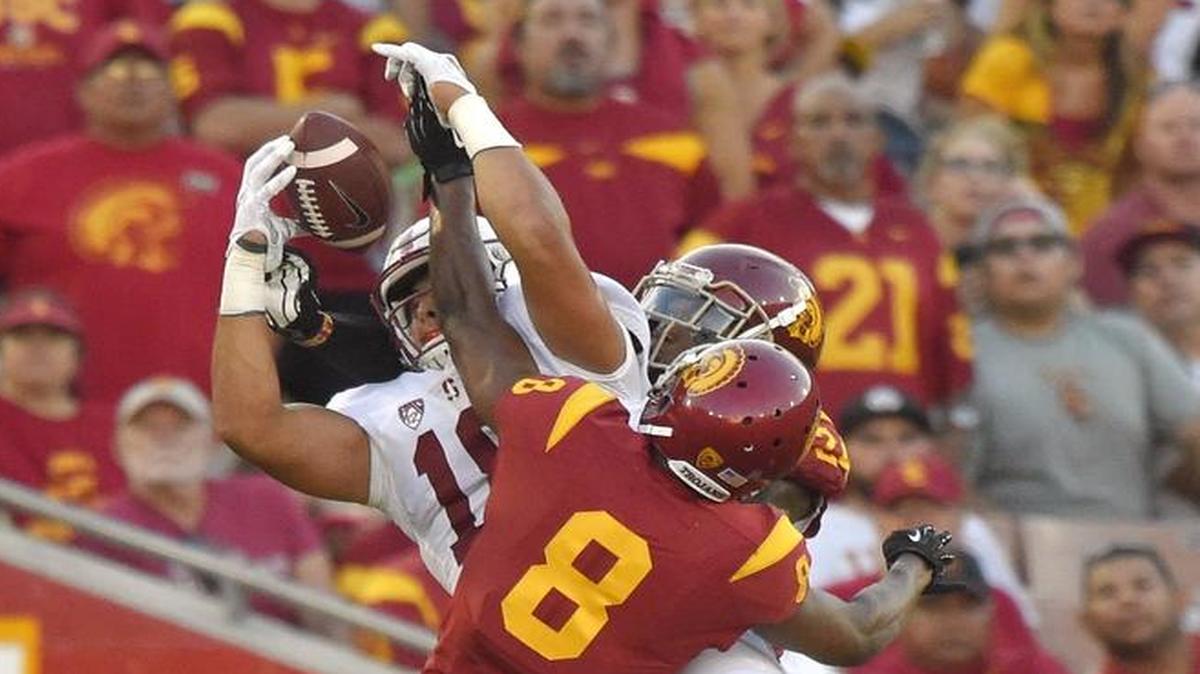 Stanford tight end Austin Hooper would provide another pass-catching option for Carolina Panthers quarterback Cam Newton.