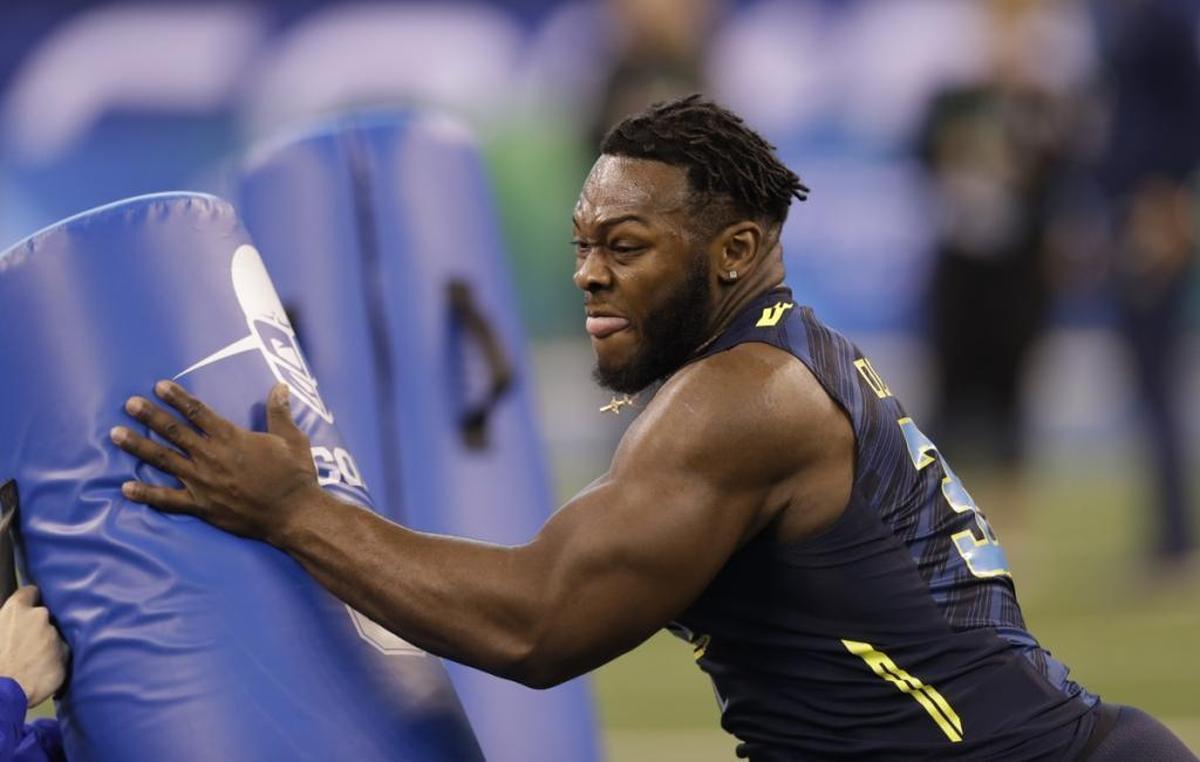 Defensive lineman Larry Ogunjobi, drafted by the Cleveland Browns Friday night, is the Charlotte 49ers’ career leader in tackles, tackles for loss and sacks.