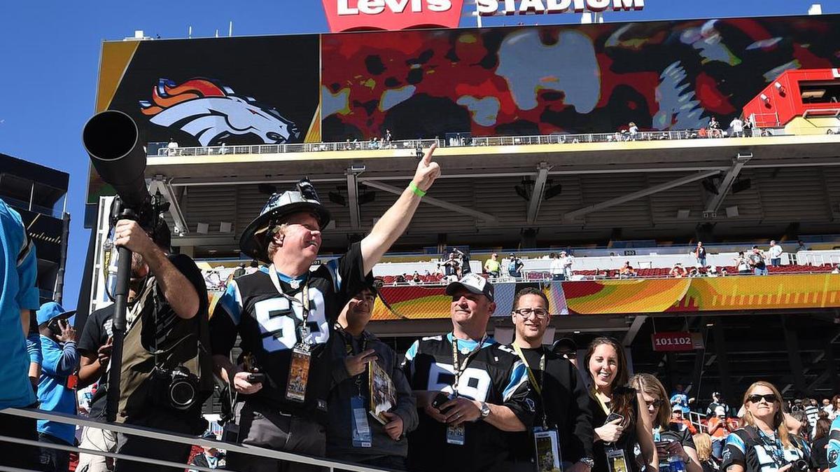 Panthers fans cheer at Levi's Stadium in Santa Clara, Calif., during Super Bowl 50.