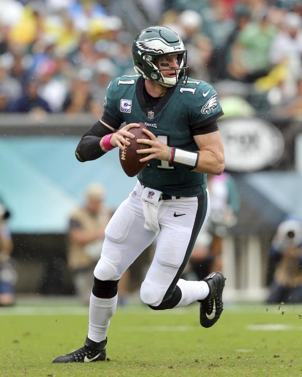 Philadelphia quarterback Carson Wentz (11) is coming off one of the best statistical games of his career in the high-powered Eagles offense.