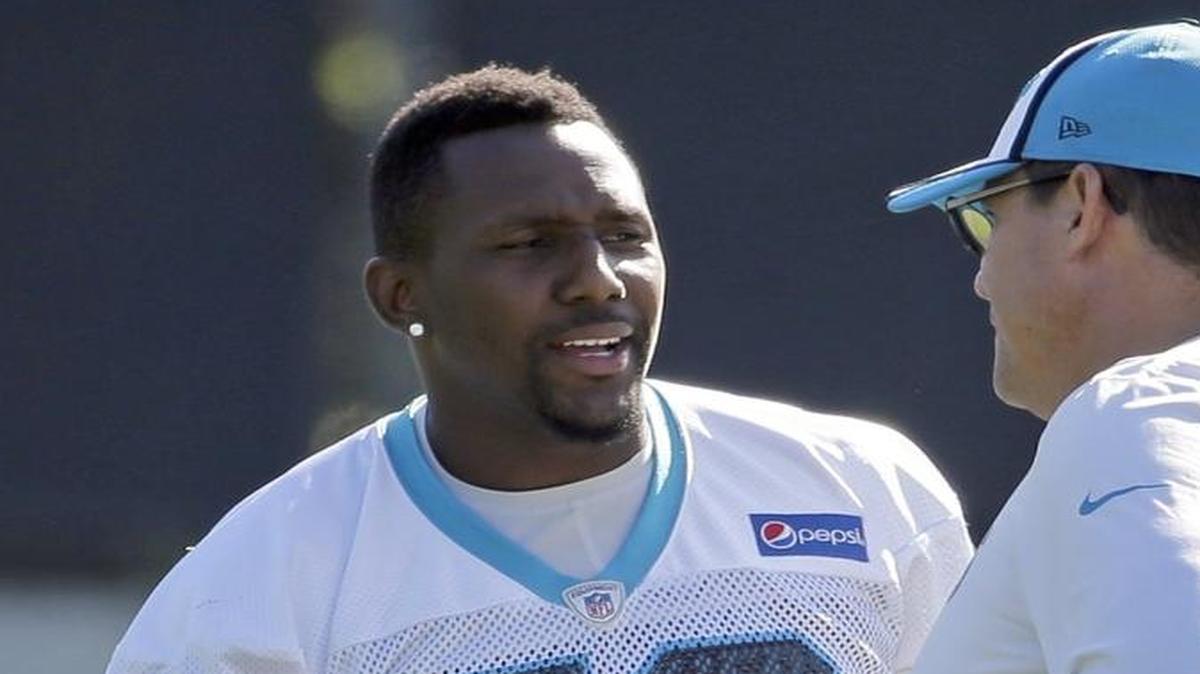Carolina Panthers linebacker Thomas Davis, left, expects the team to be better than it was a year ago, when the Panthers went 15-1 and lost in the Super Bowl to the Denver Broncos.