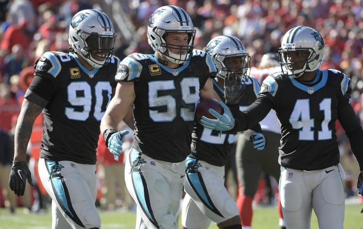Carolina Panthers middle linebacker Luke Kuechly (59) has led a unit that is among the NFL’s best so far in 2017.