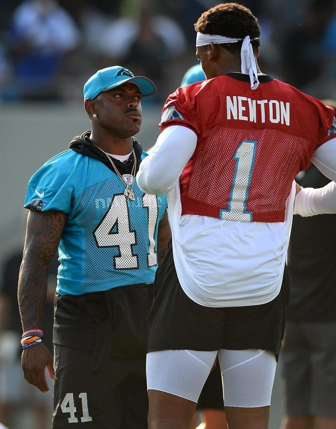 Carolina Panthers cornerback Captain Munnerlyn (41) has never been shy about challenging quarterback Cam Newton and the offense, but his role has more urgency now.