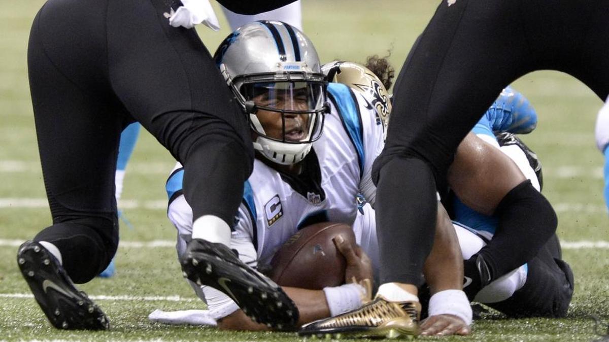 This fourth-quarter hit on Carolina Panthers quarterback Cam Newton (1) left him with a sore neck, Newton said after the game.