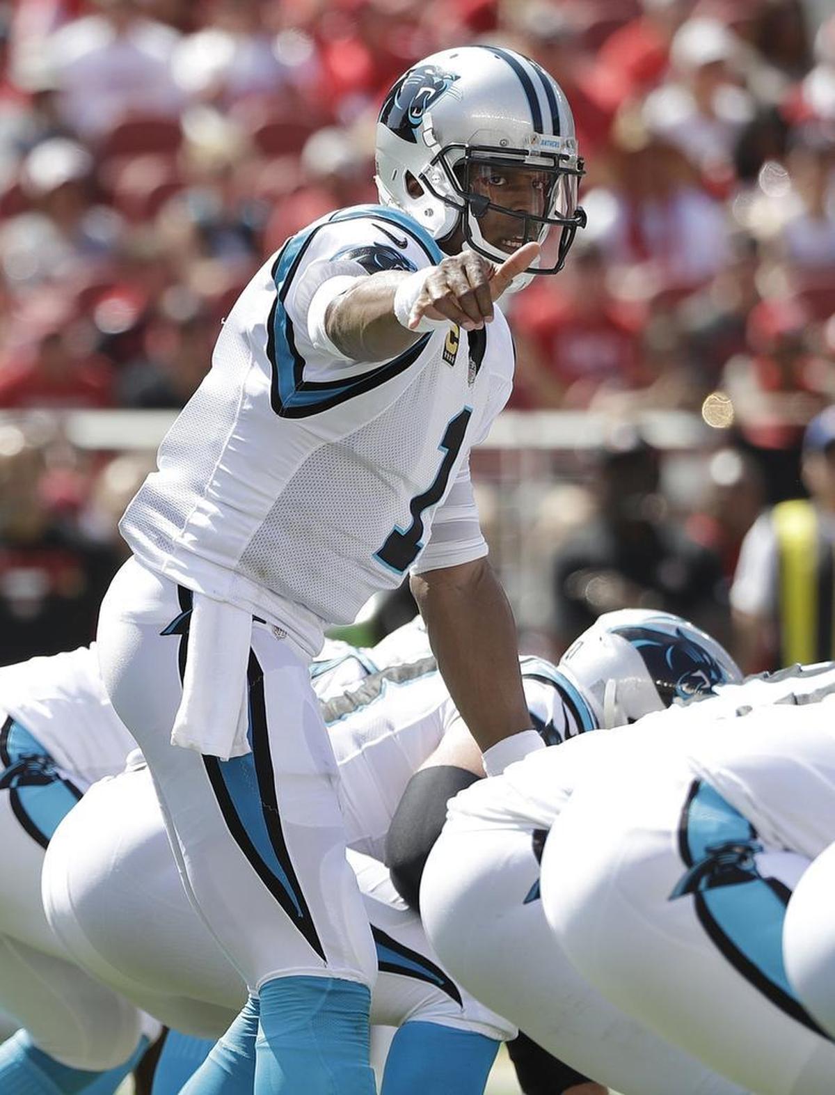 Carolina Panthers quarterback Cam Newton (1) targeted eight different receivers against San Francisco, based on what the 49ers defense was giving.