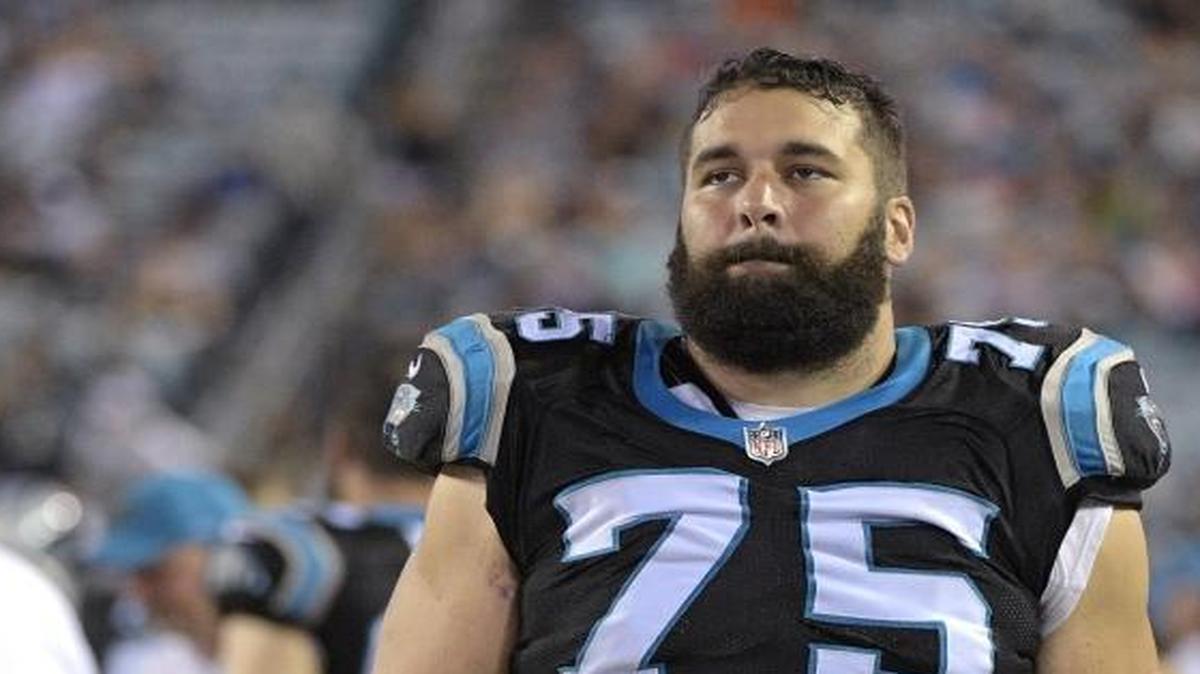 Carolina Panthers tackle Matt Kalil (75) and quarterback Cam Newton are still adjusting to each other. The Buffalo Bills exploited that during Sunday’s home opener.