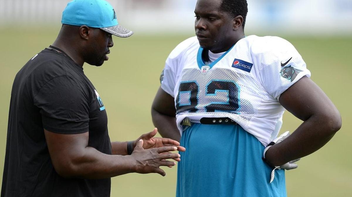After a slow start to training camp, Carolina Panthers rookie defensive line tackle Vernon Butler, right, is looking to make a strong first impression on Thursday in the season opener against Denver.