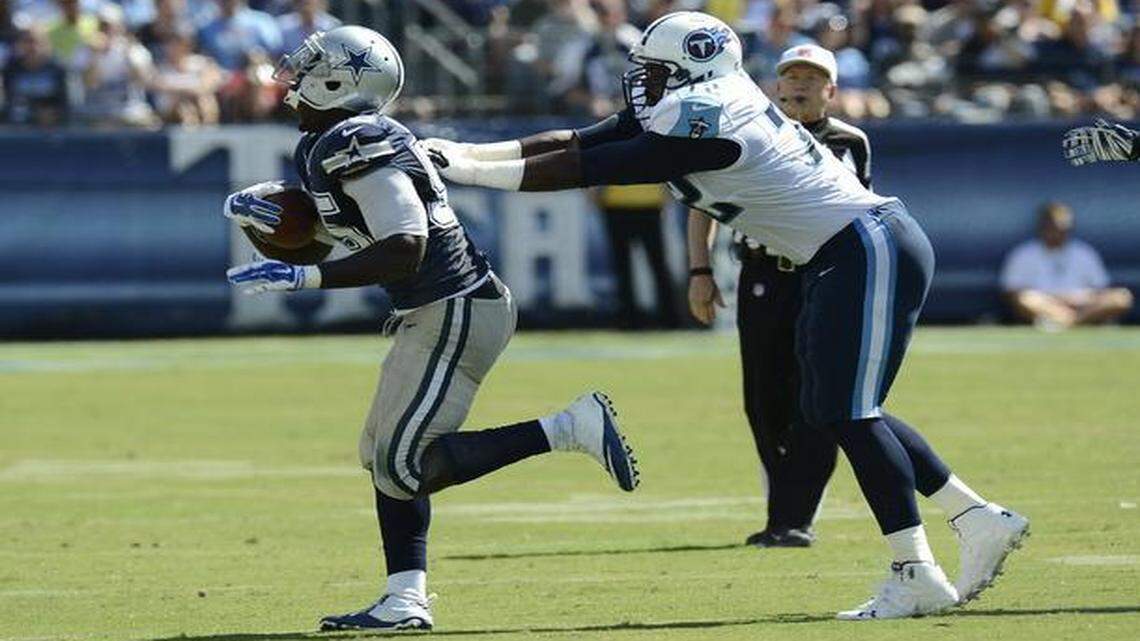 
Tennessee Titans free agent tackle Michael Oher (72) has visited with the Carolina Panthers and could be a viable option at left tackle – at least for a while. 
