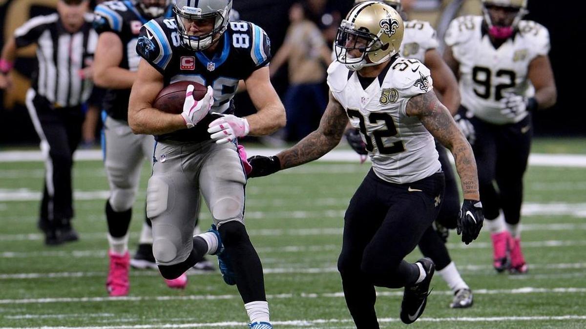 Carolina Panthers tight end Greg Olsen is seventh in the NFL in receiving yardage among all players, and on pace for the most yardage in a season for a tight end in NFL history.