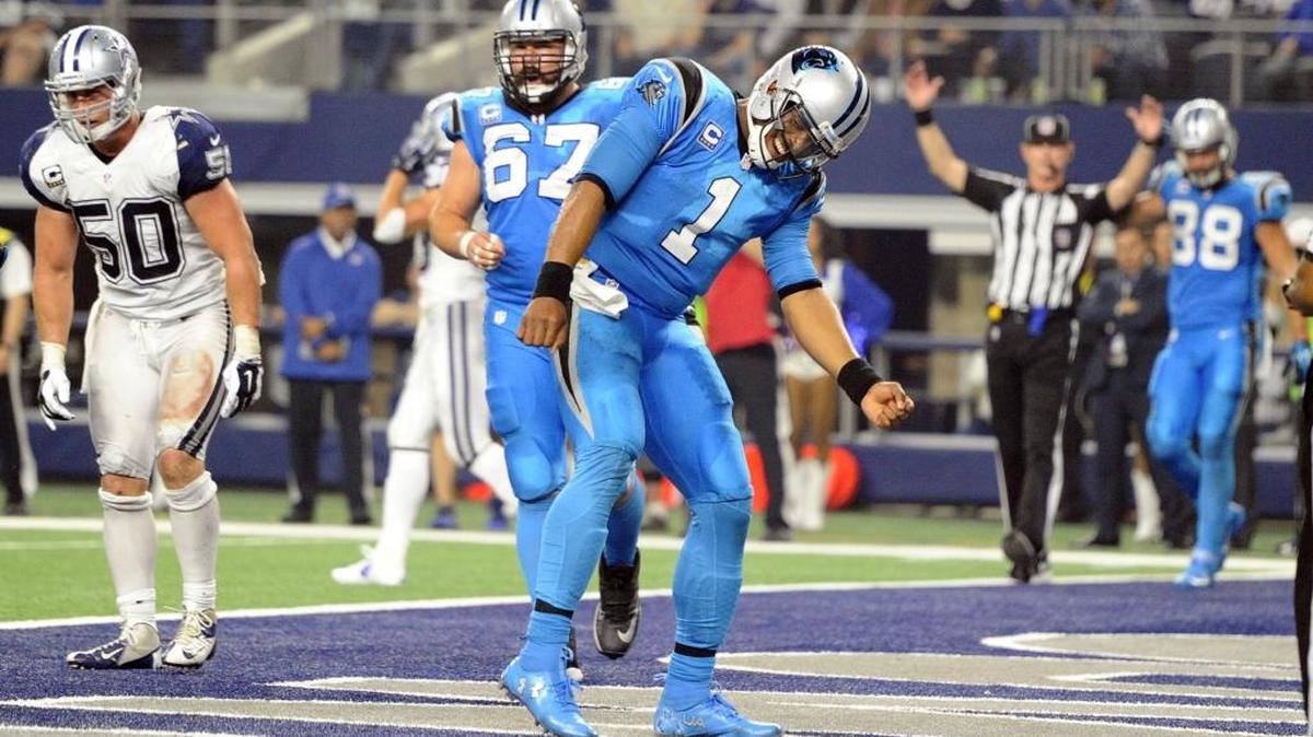Carolina Panthers quarterback Cam Newton (1) says he knows his end zone dances and celebrations fly mostly because the team is winning.