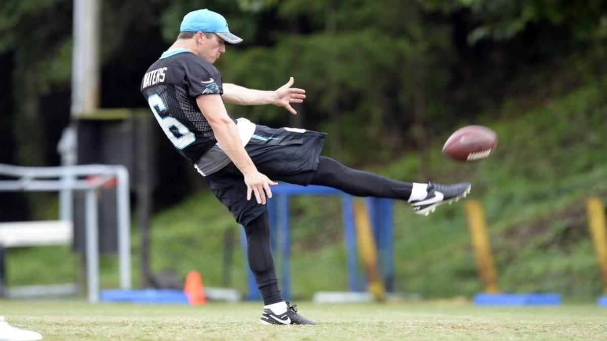 Carolina Panthers punter Swayze Waters (6) was released by the team on Monday, but the punting competition continues.