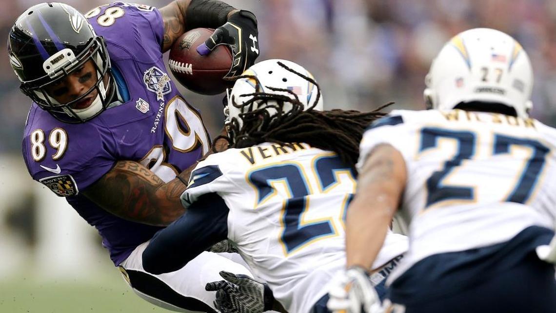 Baltimore Ravens receiver Steve Smith, left, will miss the remainder of the season after tearing his Achilles tendon on Sunday against the San Diego Chargers.