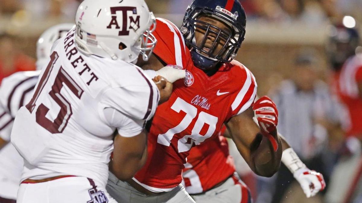 Mississippi tackle Laremy Tunsil (78) is the NFL draft’s top offensive line prospect.
