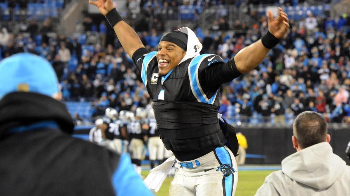 Cam Newton celebrated the Panthers’ impending victory over Tampa Bay late in the fourth quarter.