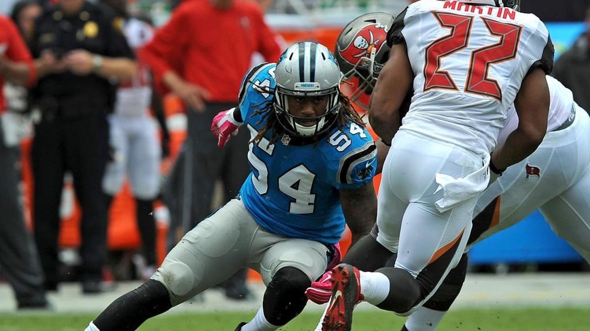 
Carolina Panthers rookie linebacker Shaq Thompson (54) has played well enough to quiet critics who said the team took him too early in May’s NFL draft.
