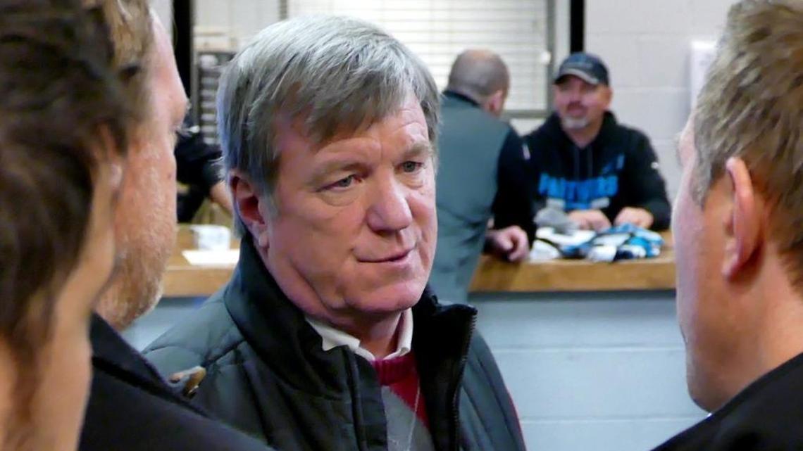 Carolina Panthers interim general manager Marty Hurney, center, is considered the front-runner to keep the job full time after returning to the team last summer after owner Jerry Richardson fired Dave Gettleman a week before training camp.