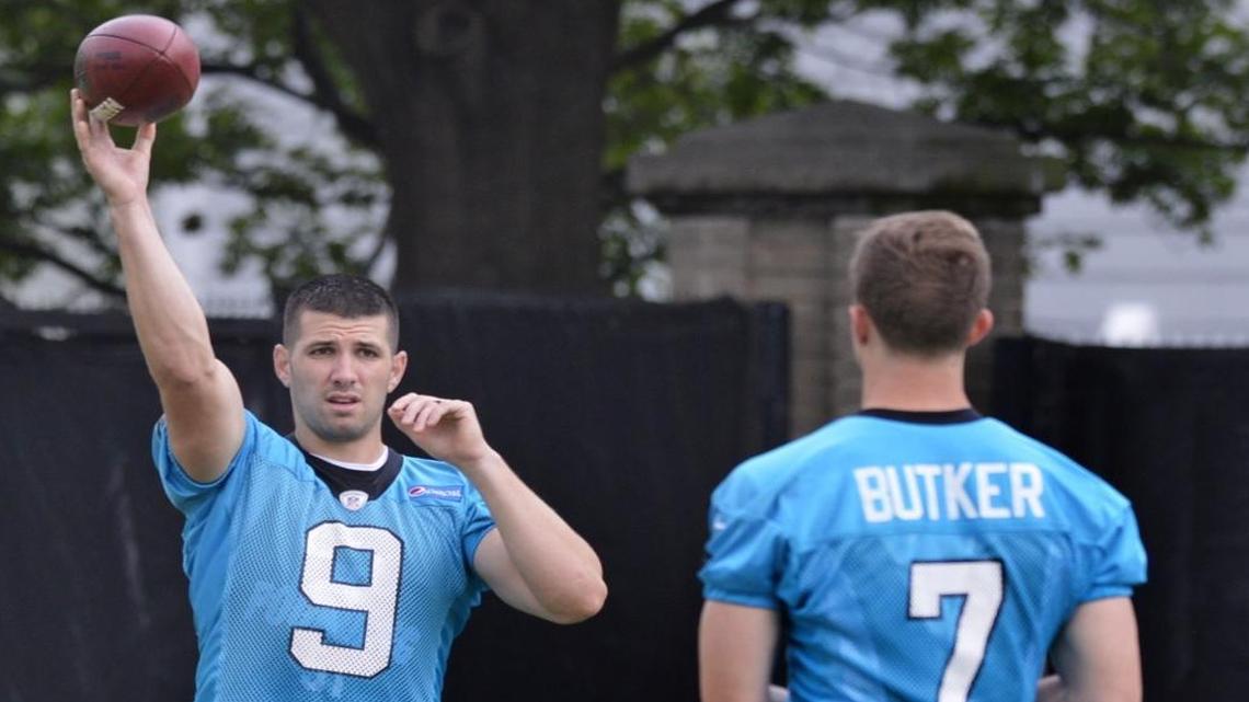 Kickers Graham Gano (9) and Harrison Butker (7) got along well during Carolina Panthers OTA practices, but the real competition comes at training camp.