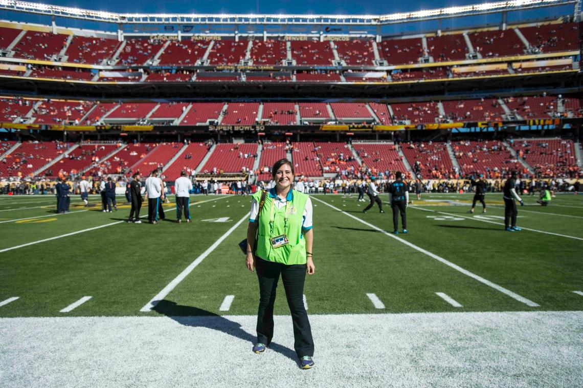 Melissa says this photo was taken by Charles “Peanut” Tillman before the Super Bowl in 2016, after the Panthers cornerback said to her, “You’re always taking photos of everyone else; who’s taking a photo of you today?”