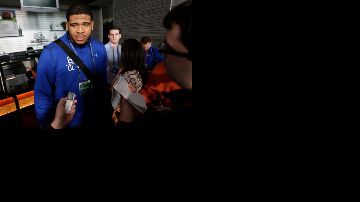 
LSU offensive lineman La'El Collins has meetings scheduled with 22 teams, including the Carolina Panthers, at the NFL football scouting combine in Indianapolis.
