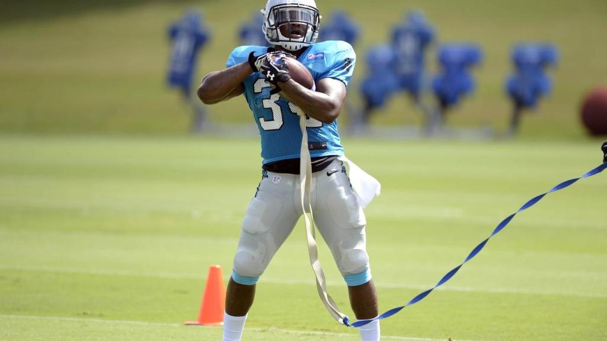 Carolina Panthers running back Cameron Artis-Payne (34) once assembled furniture for $9 an hour, but says he knew that wasn’t for him.