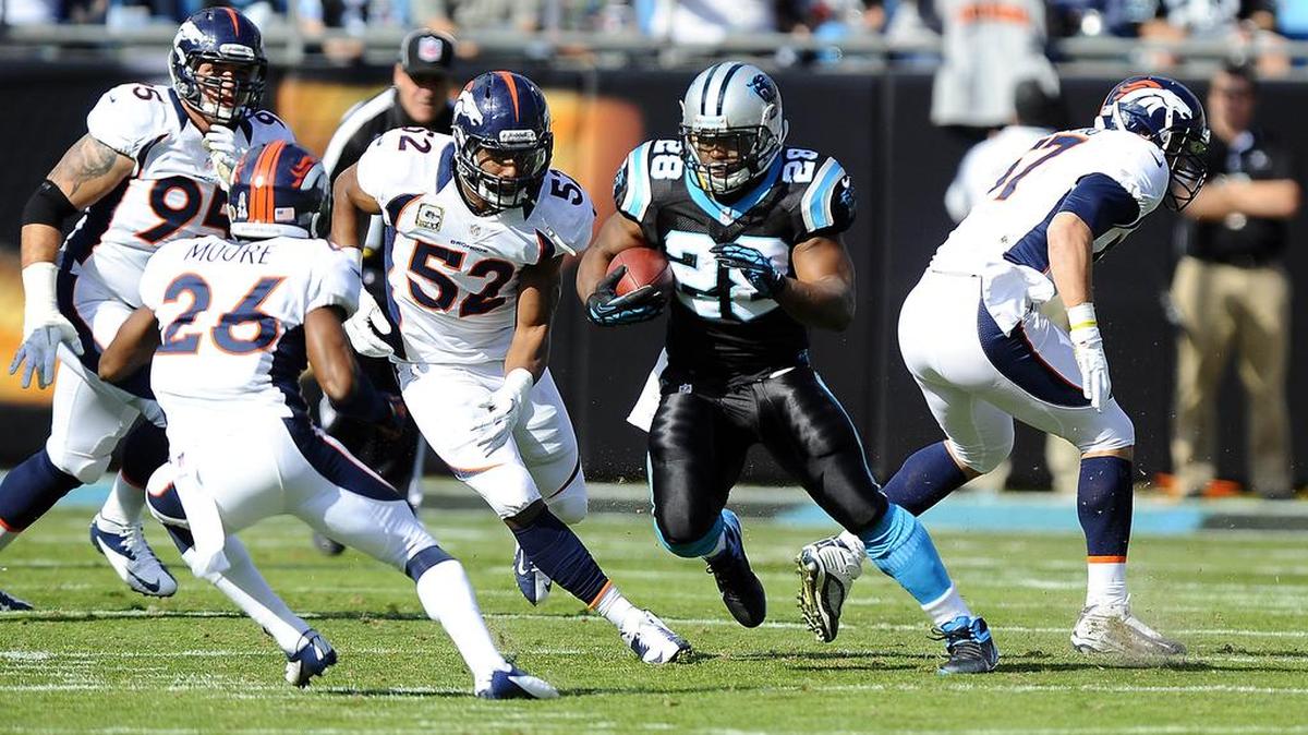 The Panthers’ Jonathan Stewart has tallied 189 rushing yards in playoff wins against Seattle and Arizona.