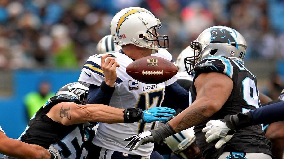 “I think it shows we’re not just going to roll over. It shows we’re going to fight,” said linebacker A.J. Klein, who had this strip-sack against Chargers quarterback Philip Rivers.