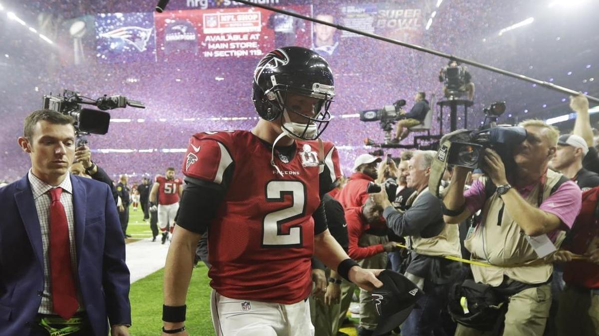 Atlanta quarterback Matt Ryan and the Falcons were up 25 points with 23 minutes left in the second half ... and lost 34-28 in the first Super Bowl to go to overtime.