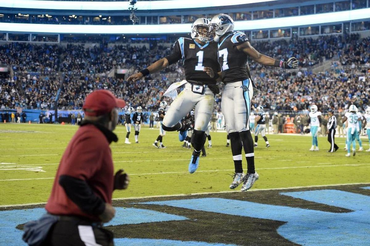 Carolina Panthers quarterback Cam Newton (1) has quickly adjusted to Devin Funchess (17) as his No. 1 receiver.