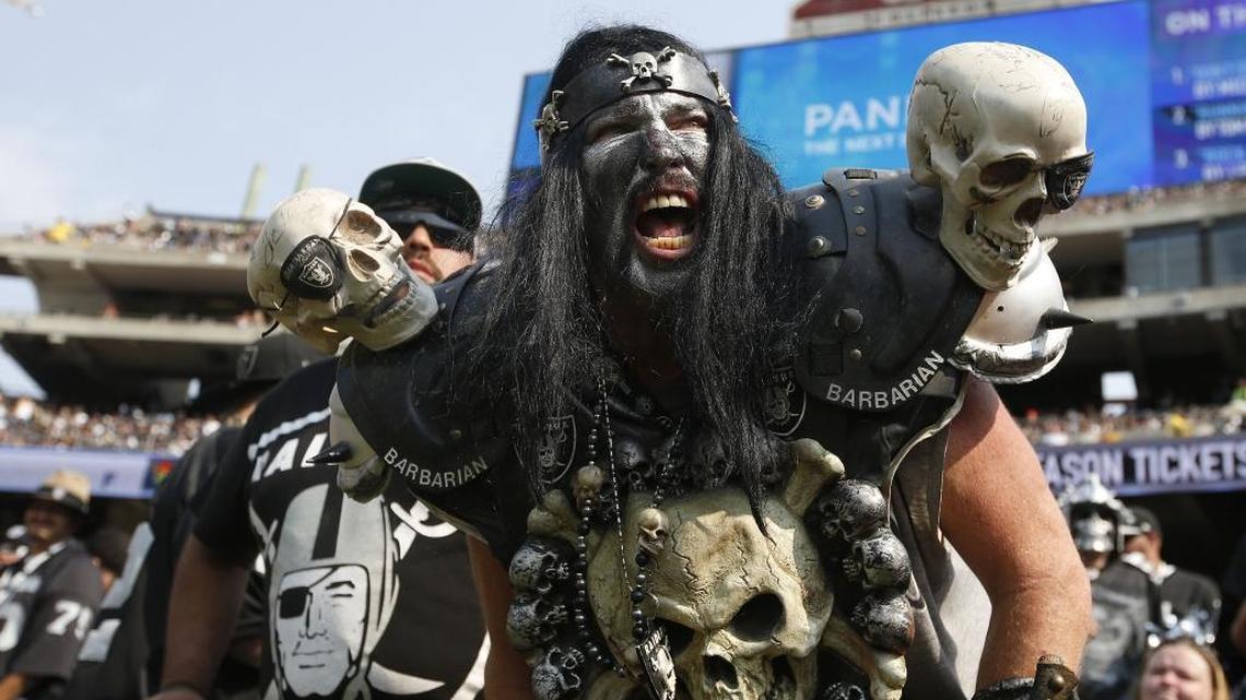 Oakland Raiders are among the rowdiest fans in American sports, face painters who dress up in evil costumes, often with spike-covered shoulder pads.