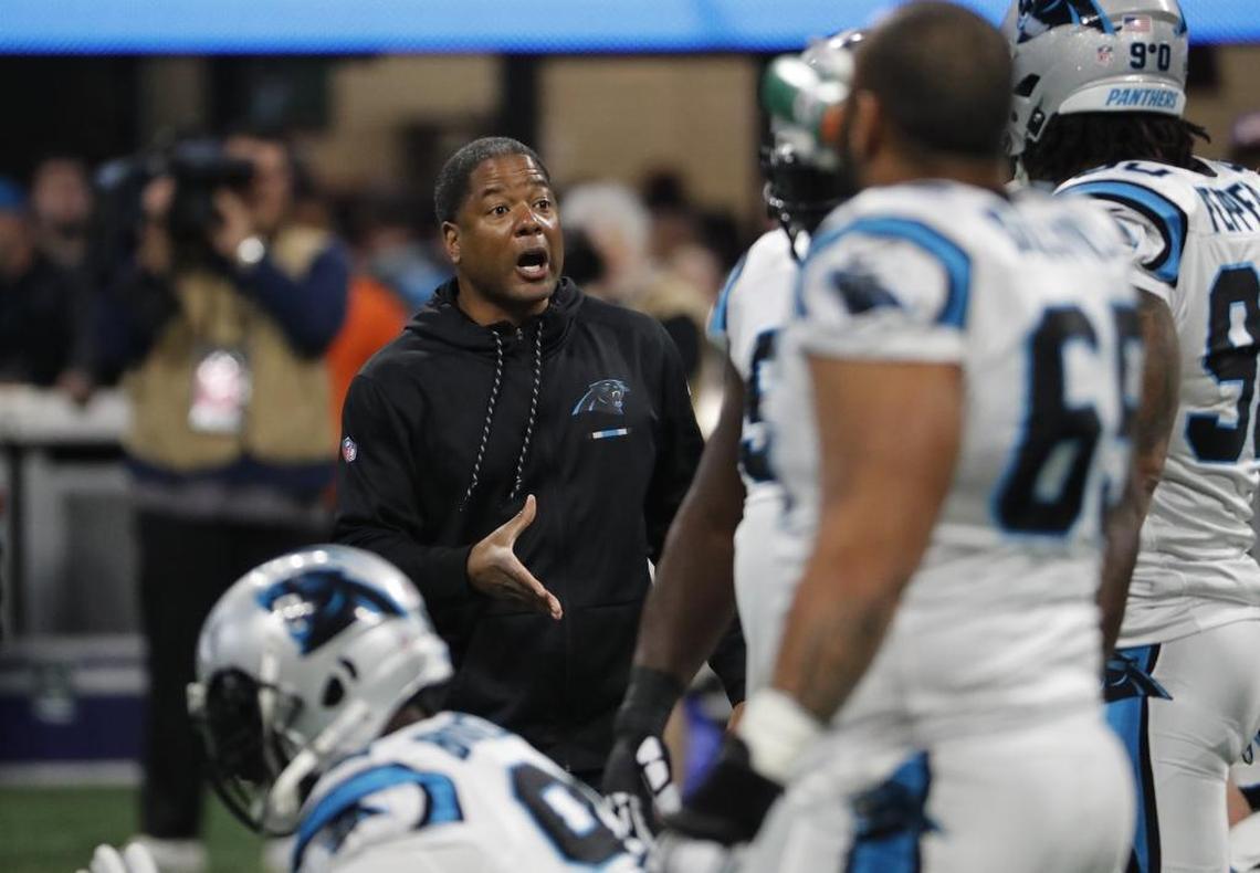 Carolina Panthers defensive coordinator Steve Wilks (left) has been named the head coach of the Arizona Cardinals.