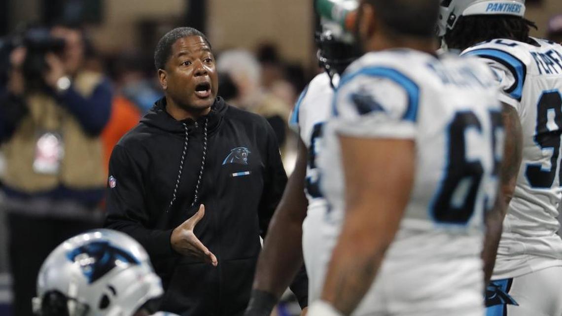 Steve Wilks (left), the Panthers’ former defensive coordinator, has rejoined the team as its secondary coach.
