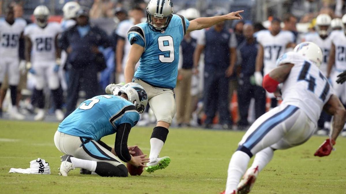 Carolina Panthers kicker Graham Gano connects on a field goal against the Tennessee Titans during Saturday’s exhibition in Nashville against the Titans. The Panthers won 26-16.