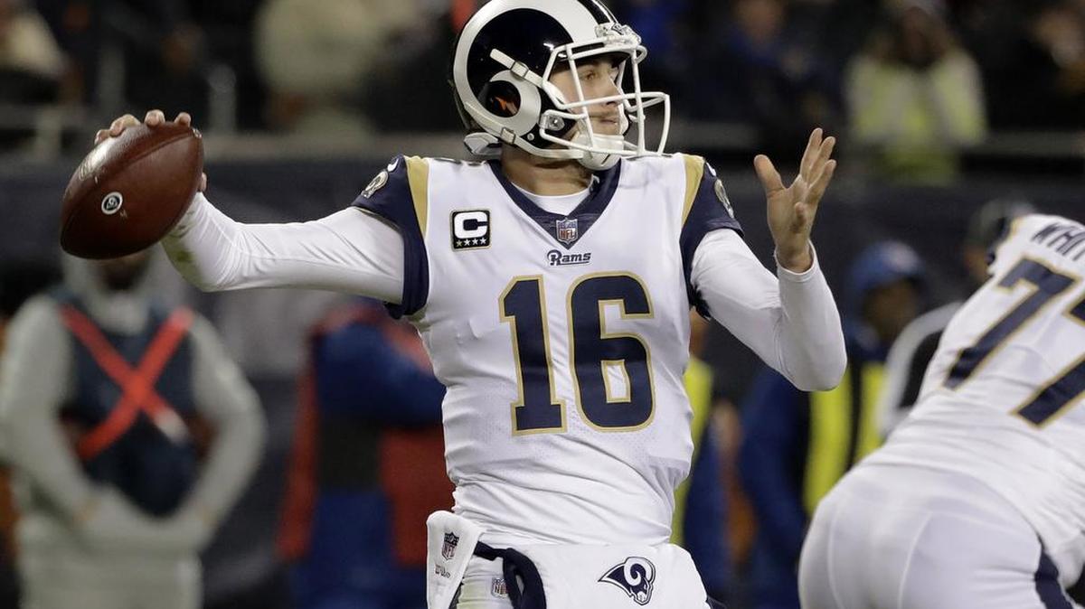 Los Angeles Rams quarterback Jared Goff (16) should bounce back this Sunday after struggling against the Chicago Bears.