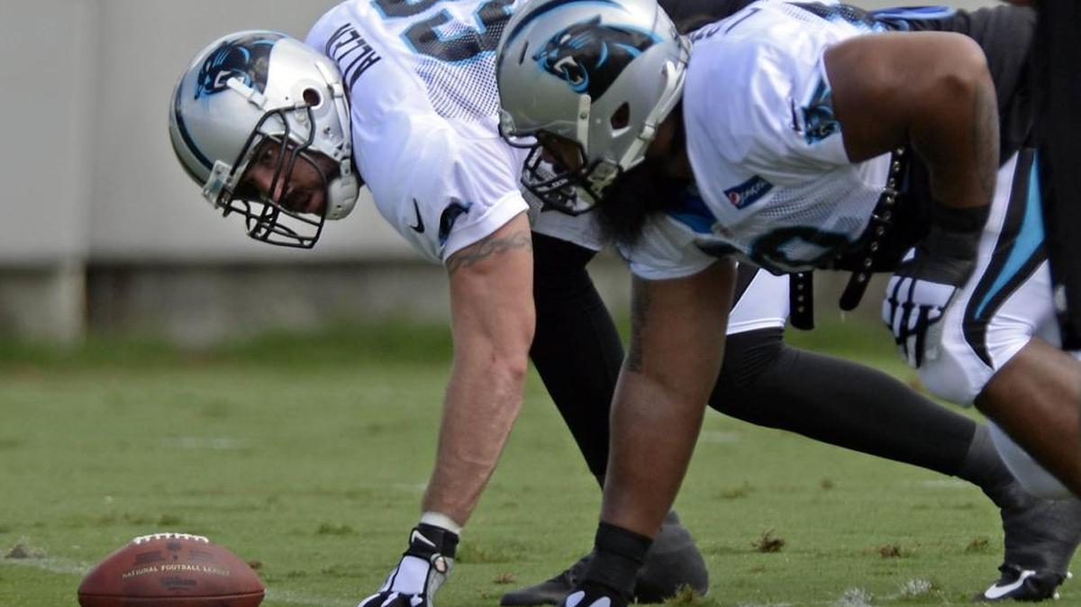 
Carolina Panthers defensive end Jared Allen (69) was back in a familiar position this week – hand in the dirt, ready to rush the passer. 
